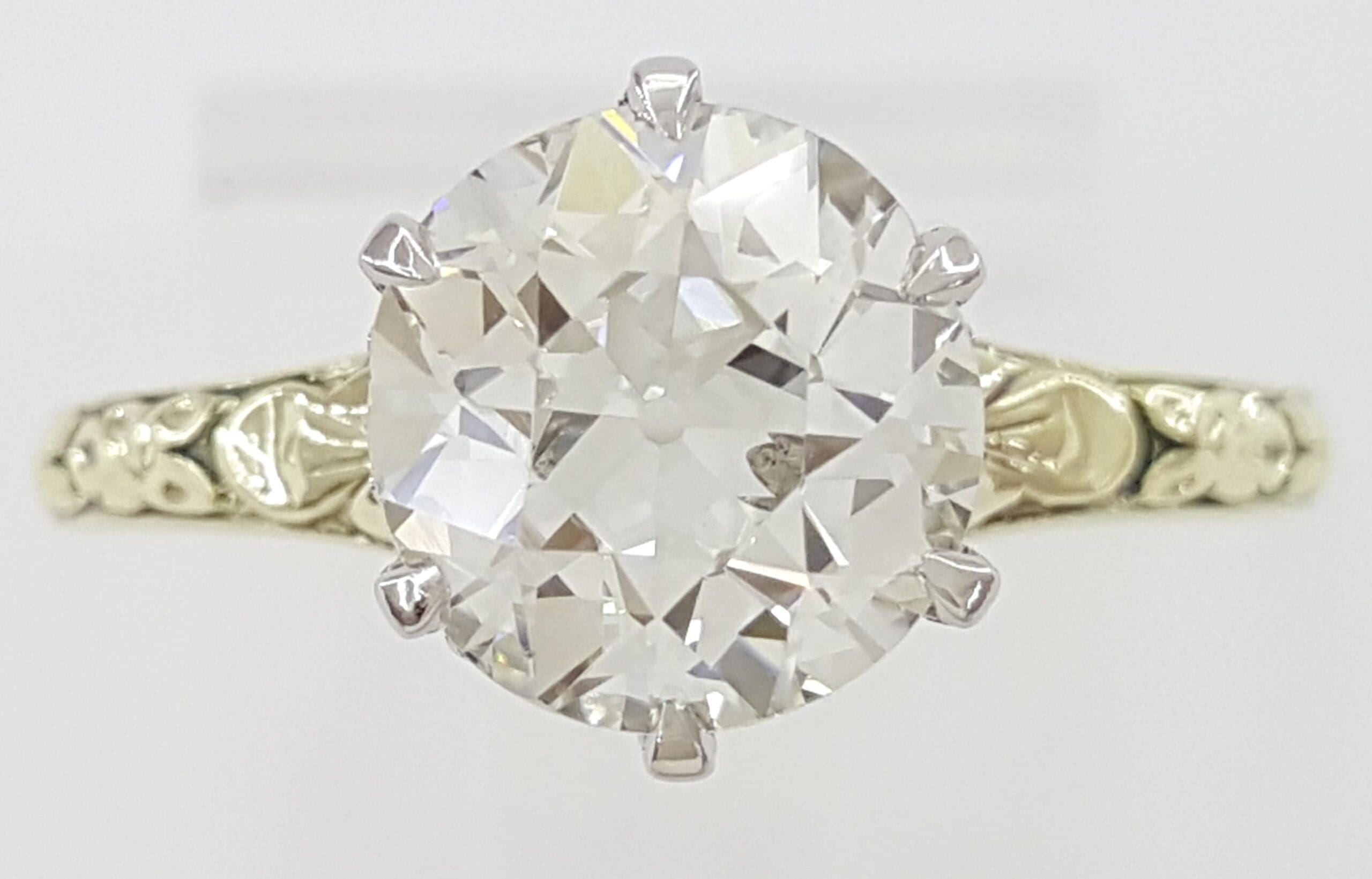 Antique Art Deco Old European Cut Diamond Engagement Ring 1.87 ct Orange Blossom