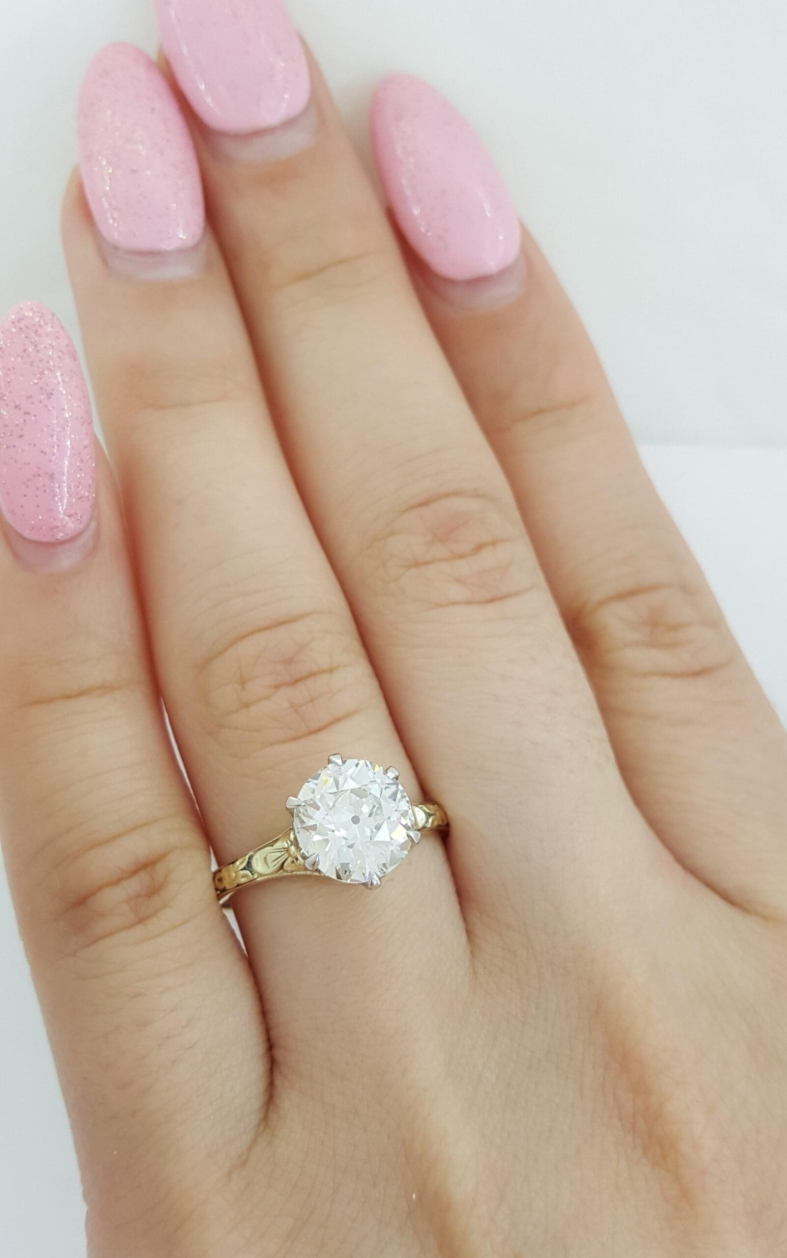 Antique Art Deco Old European Cut Diamond Engagement Ring 1.87 ct Orange Blossom