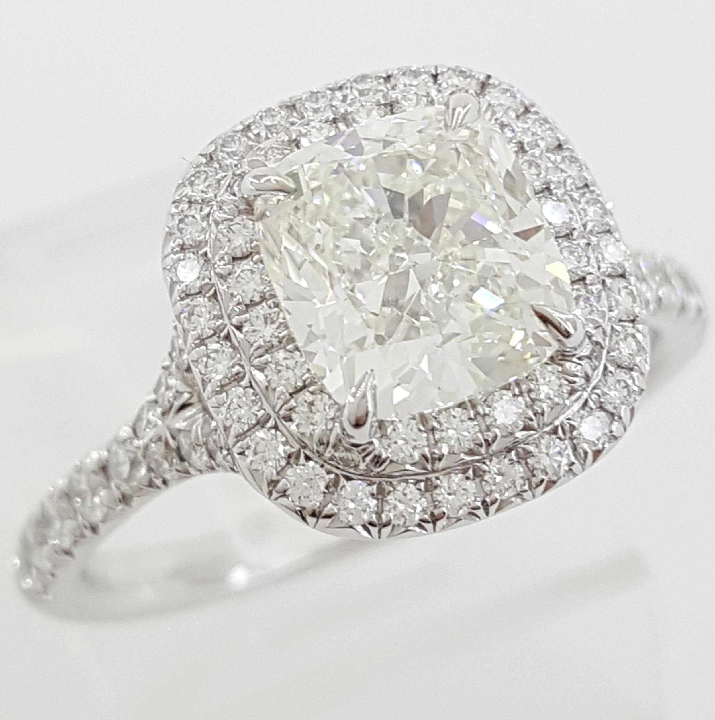 Tiffany & Co Soleste Cushion Double Halo Diamond Engagement Ring 1.91 ct $31.4k