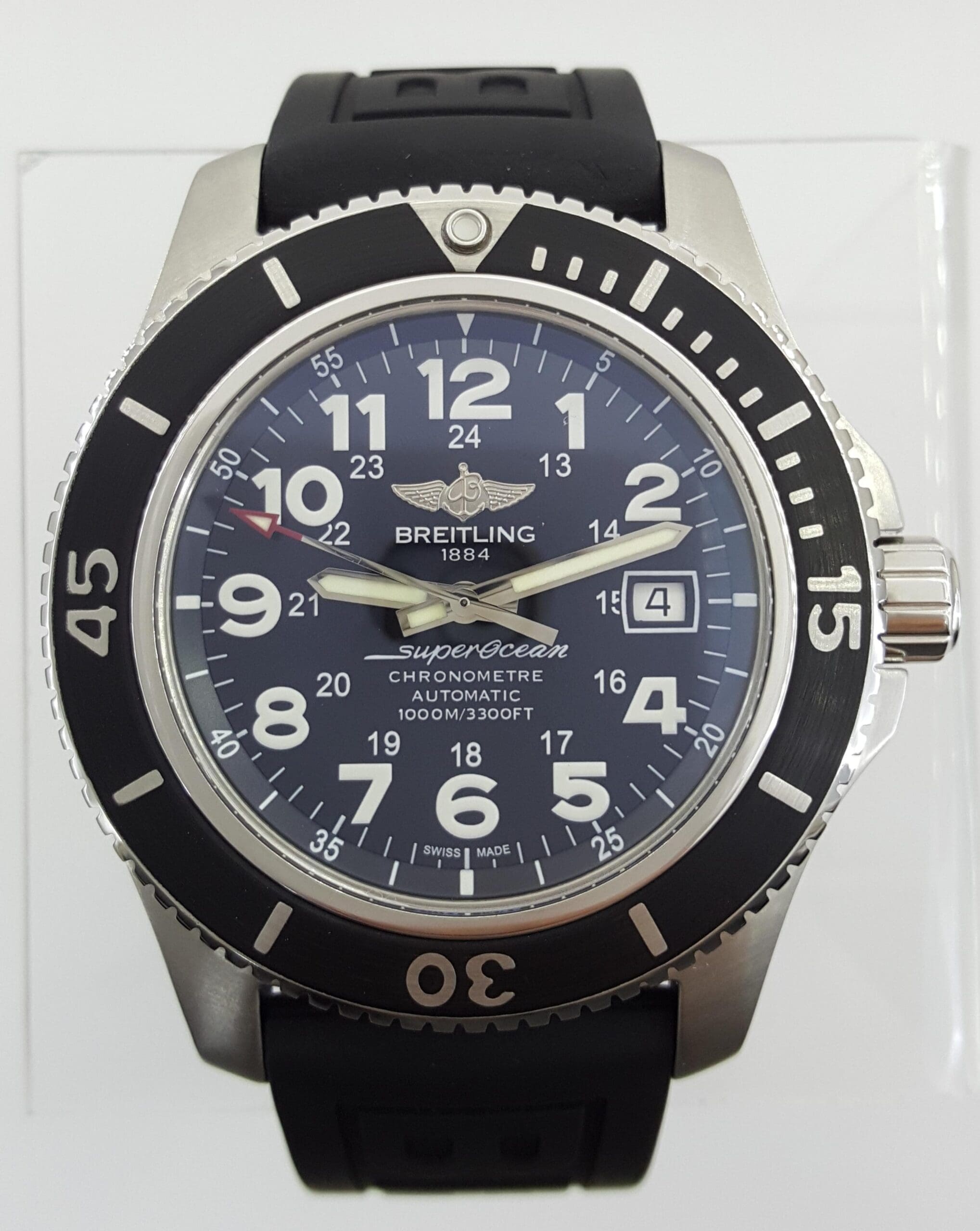 Breitling Superocean II Automatic Watch 44 mm A17392 Black Dial Extra Strap