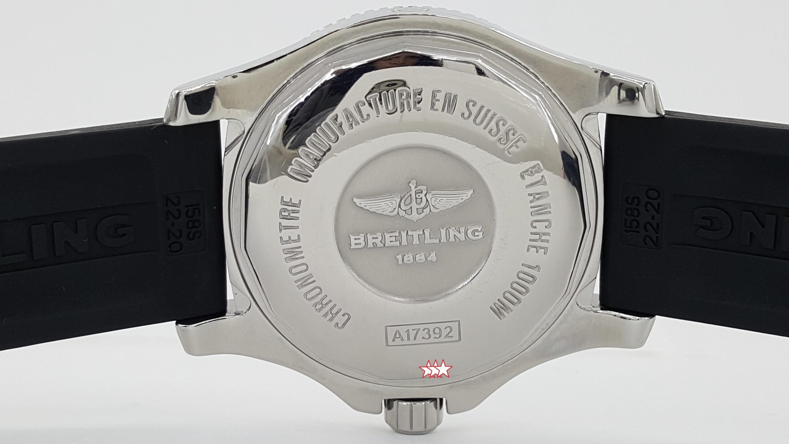 Breitling Superocean II Automatic Watch 44 mm A17392 Black Dial Extra Strap