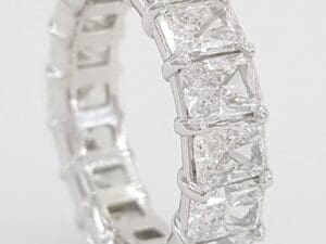 Radiant Cut Diamond Full Circle Eternity Platinum Band Ring 6.15 ct Rtl $24,000.