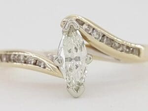 Bypass Crossover Marquise Cut Diamond Engagement Ring 0.45 ct 14K Yellow Gold