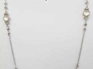 Stephen Webster MOP Quartz Silver Station Necklace 36" 46 Grams