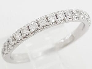 Half Circle French Pave Diamond Wedding Band 0.31 ct 2.2 mm 14k White Gold