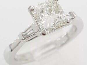Princess Cut Diamond 3-Stone Engagement Ring 1.62 ct Platinum GIA Retail $14,500