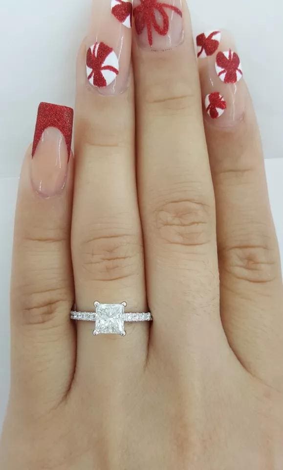 Princess Brilliant Cut Diamond Engagement Ring 1.25 ct 14K White Gold Rtl $6,995