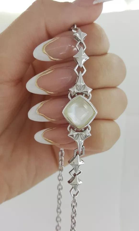 Stephen Webster MOP Quartz Silver Station Necklace 36" 46 Grams