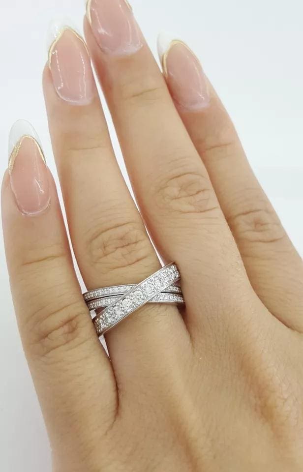 Cartier Etincelle Diamond Pave Ring 0.81 ct 18k Size 51 Retail $10,700