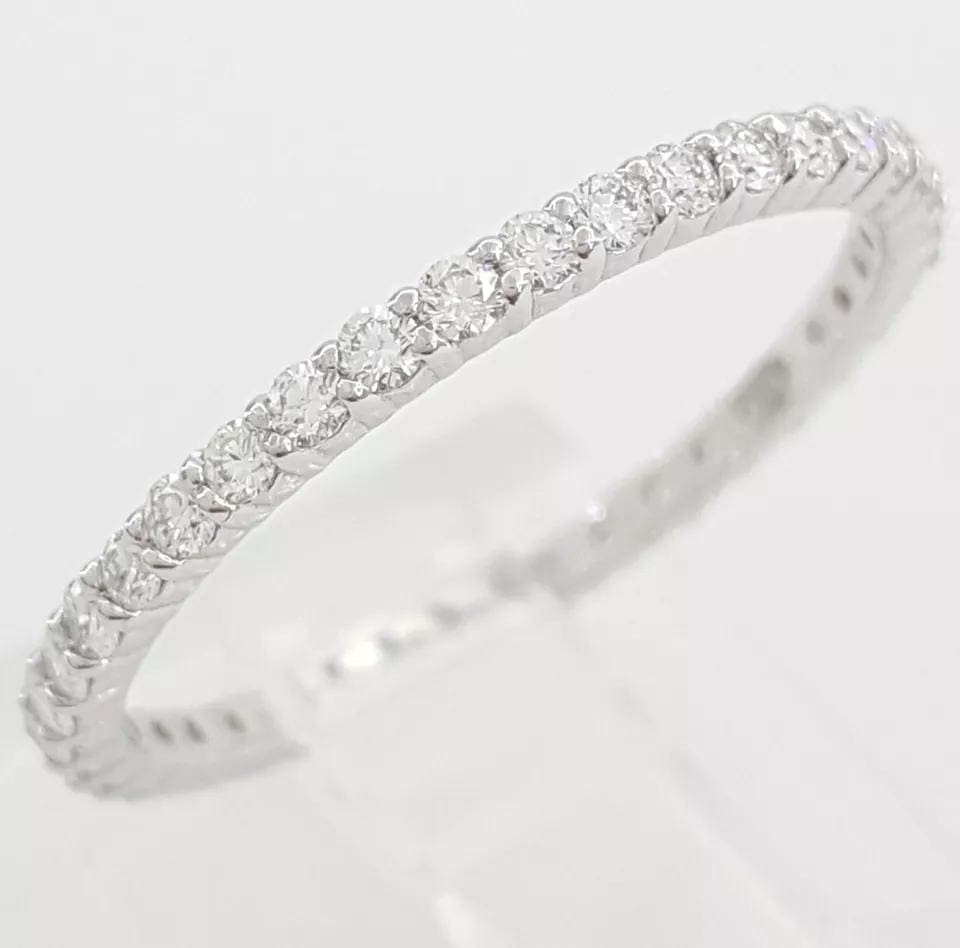 Round Diamond Full Circle Eternity Wedding Anniversary Ring 0.5 ct 14k W Gold