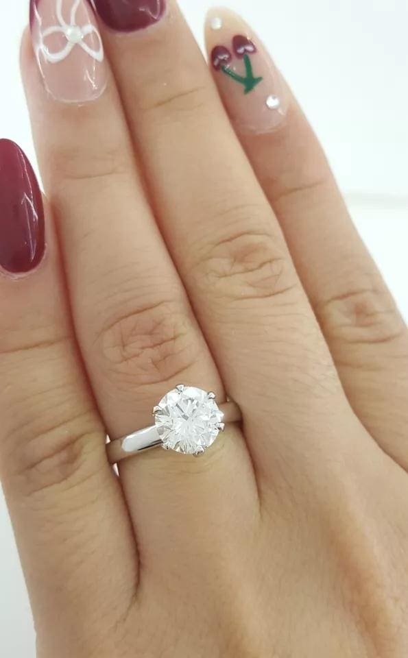 Round Diamond Solitaire Engagement Ring 1.51 ct 3EX Cut Platinum