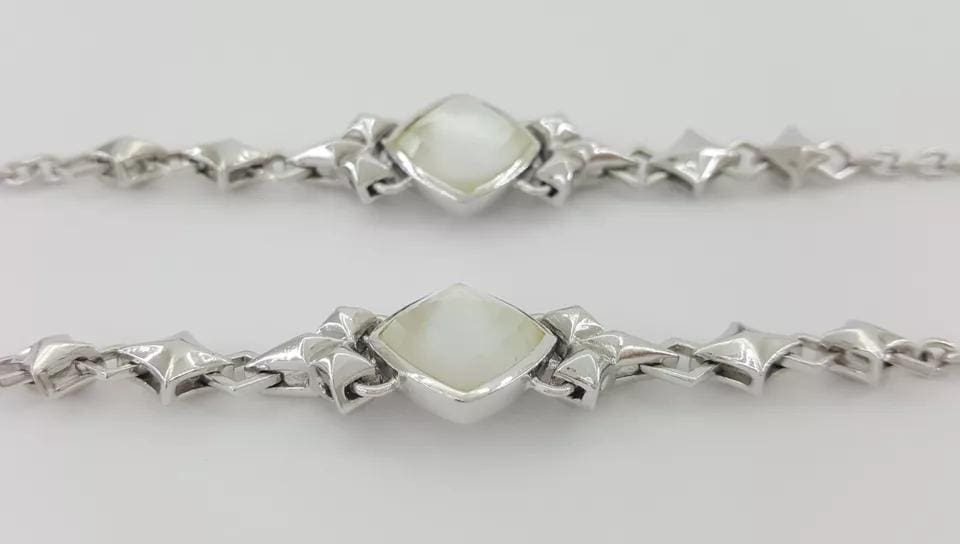 Stephen Webster MOP Quartz Silver Station Necklace 36" 46 Grams