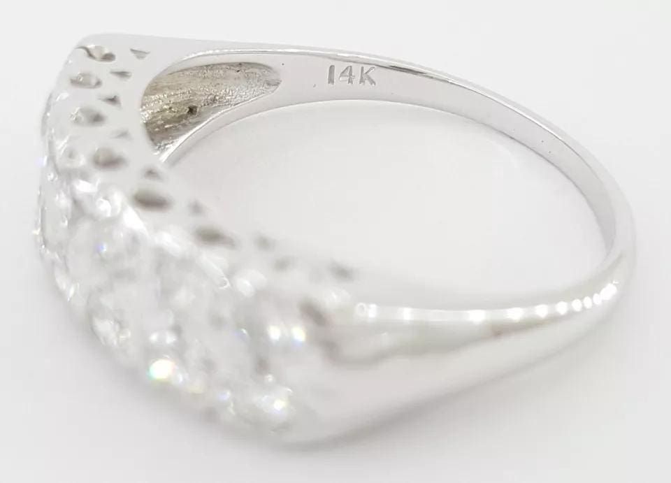 Vintage Diamond Two Row Wedding Anniversary Band Ring 0.85 ct 14K White Gold