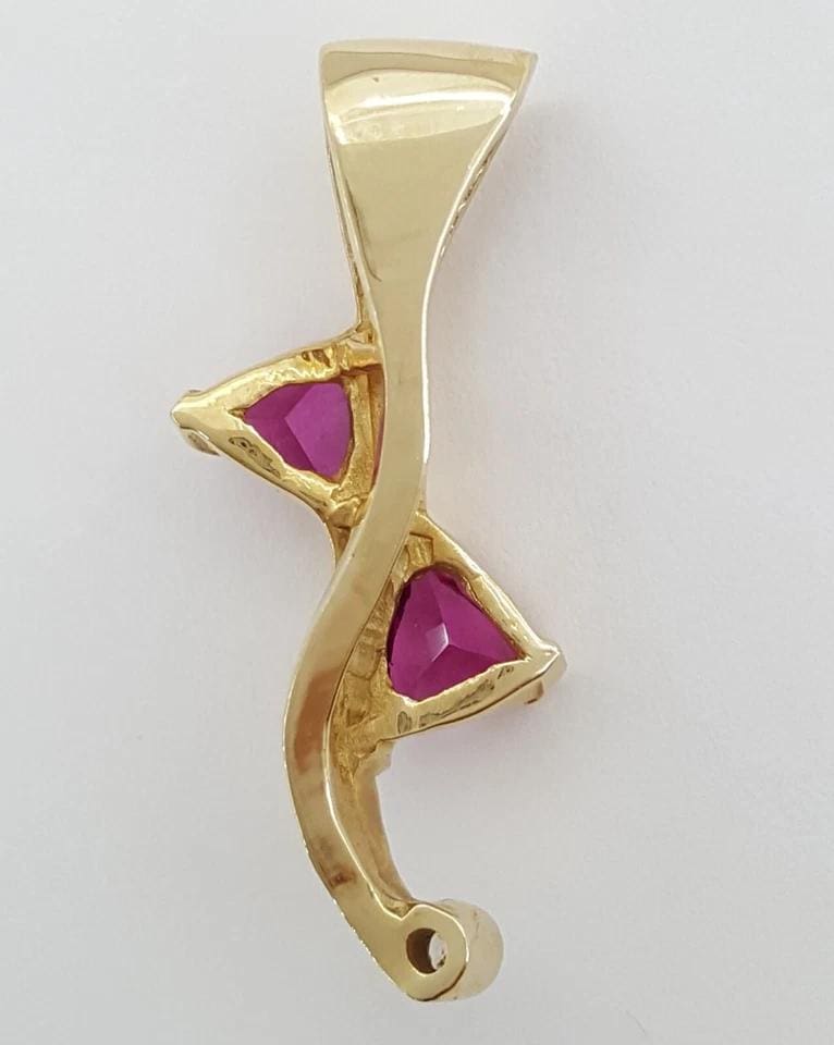 Vintage Pink Tourmaline & Diamond Slide Pendant 14K Yellow Gold 1.3" 5.6 Grams