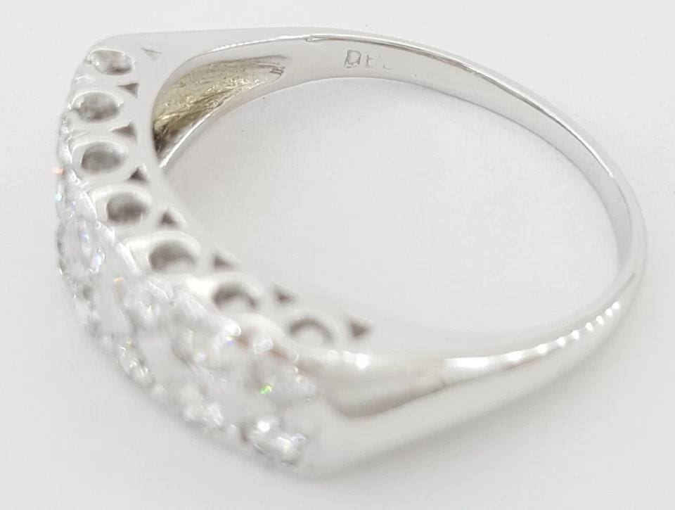 Vintage Diamond Two Row Wedding Anniversary Band Ring 0.85 ct 14K White Gold
