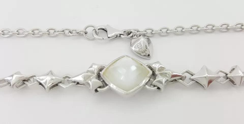 Stephen Webster MOP Quartz Silver Station Necklace 36" 46 Grams