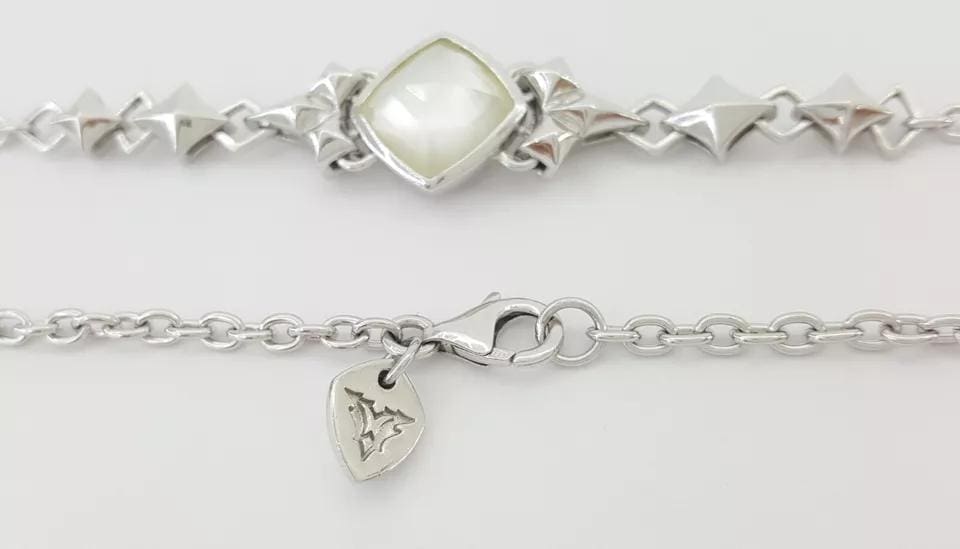 Stephen Webster MOP Quartz Silver Station Necklace 36" 46 Grams