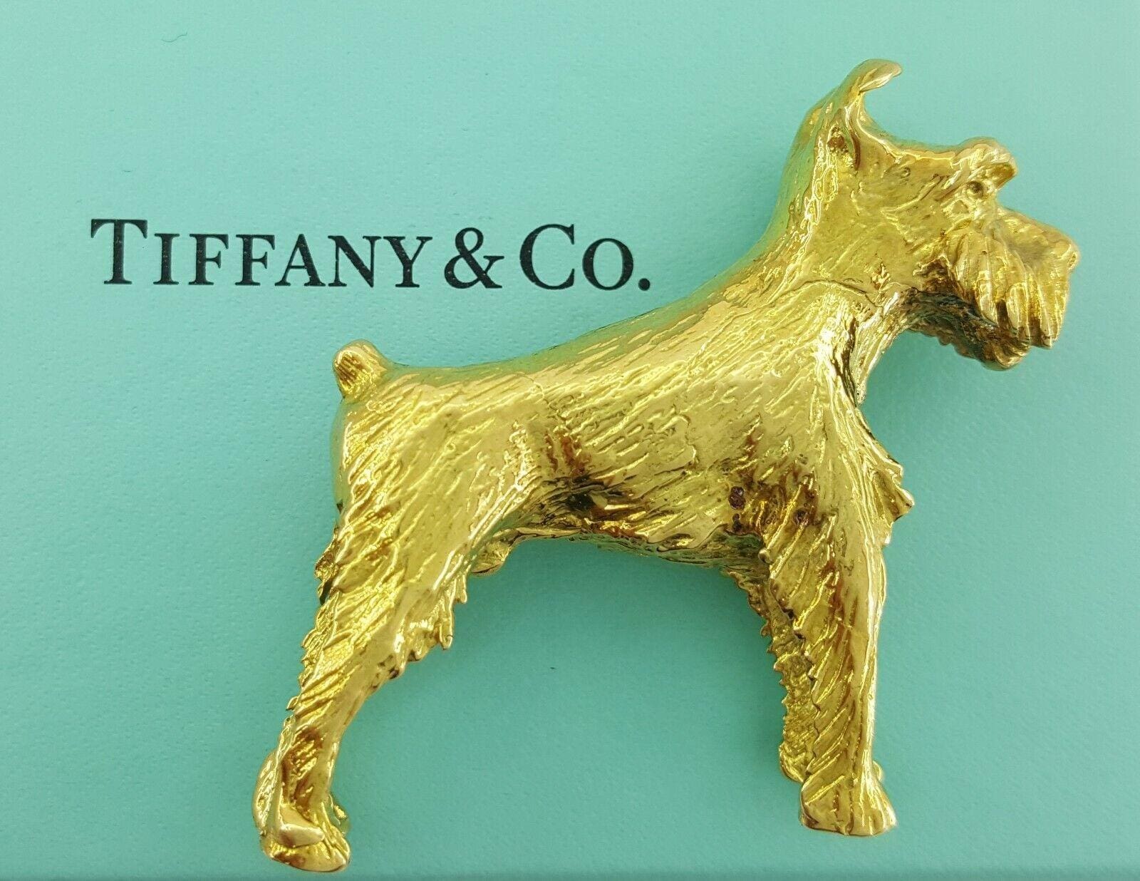 Vintage Tiffany & Co. 18K Yellow Gold Terrier Dog Brooch / Pin 28.8 grams