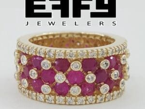 Effy Ruby & Diamond Eternity Ring 14K Yellow Gold 5 ct 9.7mm