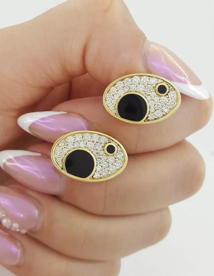 Bernard K Passman Black Coral Diamond 18k Yellow Gold Cufflinks 1.1 ct