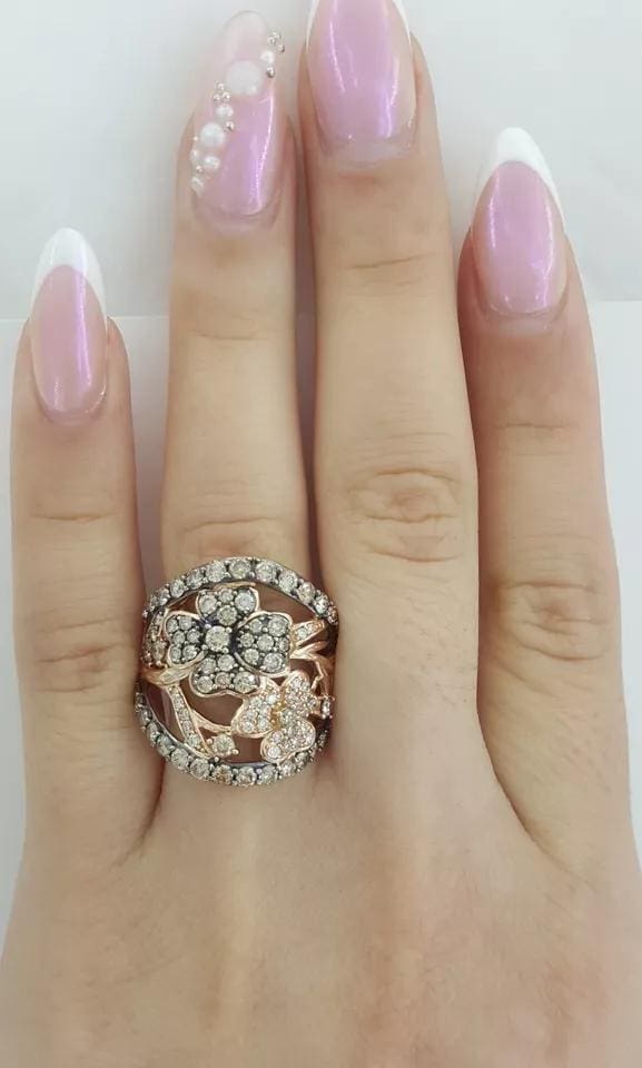 Le Vian LeVian Chocolate Nude Diamond Flower Statement Ring 14K Rose Gold 1.2 ct