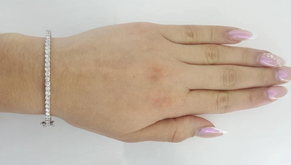 Round Diamond Bangle Bracelet 2.2 ct 14k White Gold 6.5" Retail 5,995