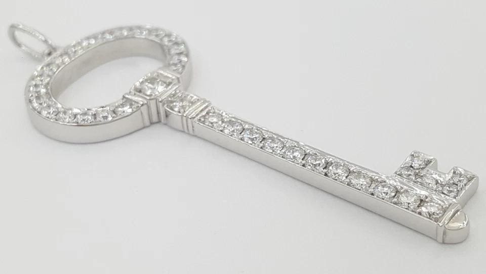 Tiffany & Co. Keys Oval Top Diamond Key Pendant Platinum 0.58 ct 1.5" Retail 7K