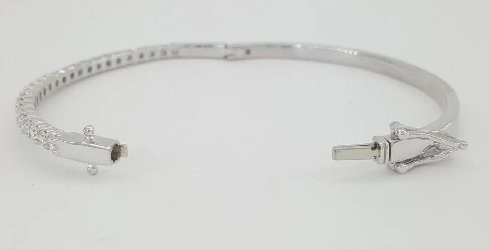Round Diamond Bangle Bracelet 2.2 ct 14k White Gold 6.5" Retail 5,995