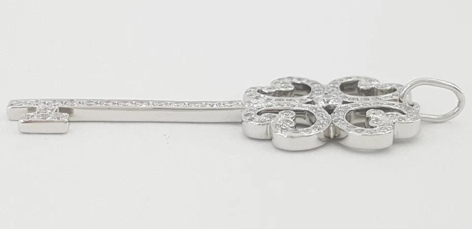 Tiffany & Co. Keys Diamond Enchant Quatra Heart Key Pendant Platinum 0.44 1.5"