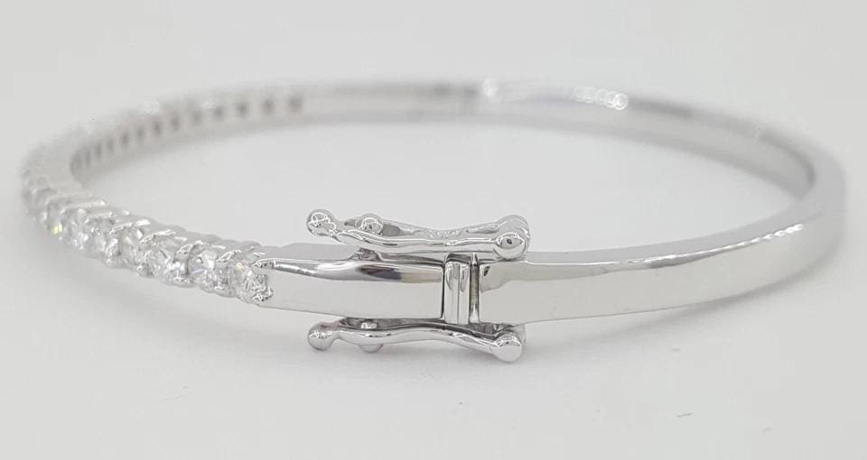 Round Diamond Bangle Bracelet 2.2 ct 14k White Gold 6.5" Retail 5,995