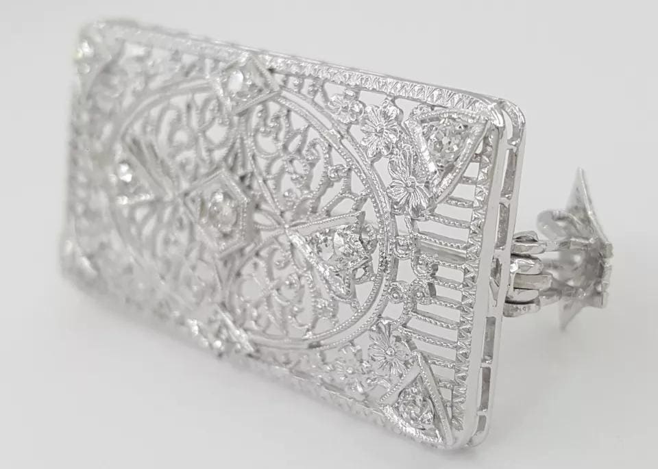 Art Deco Old Mine Old European Diamond Brooch Pendant 0.5 ct