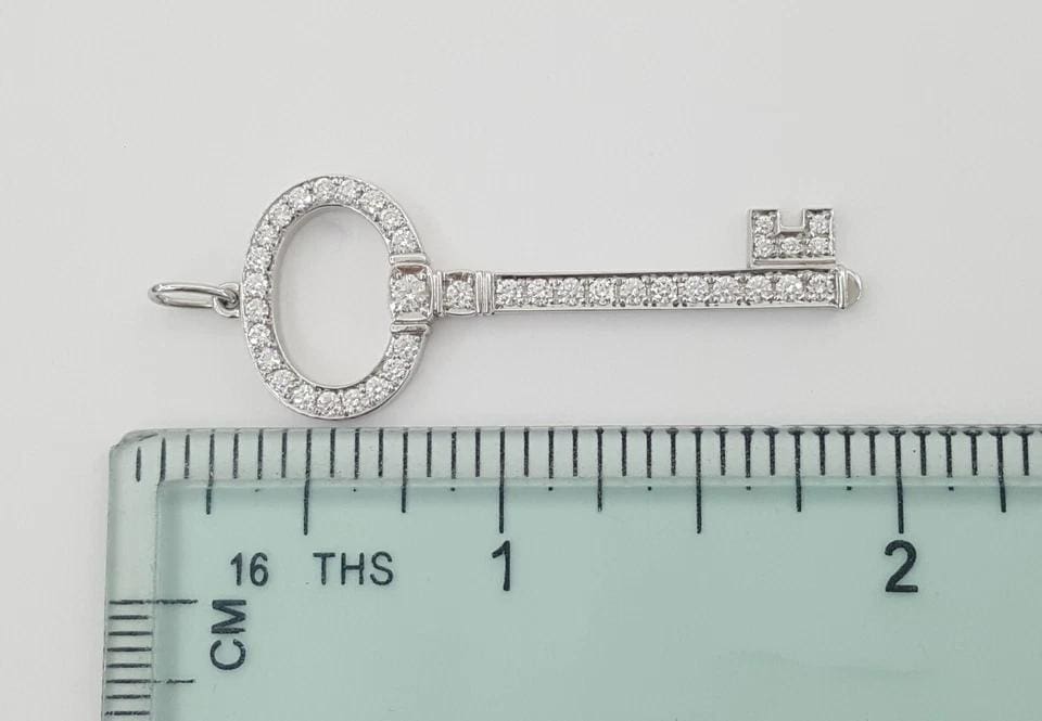 Tiffany & Co. Keys Oval Top Diamond Key Pendant Platinum 0.58 ct 1.5" Retail 7K