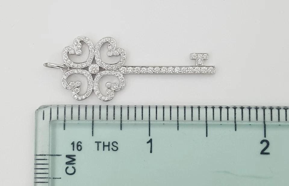 Tiffany & Co. Keys Diamond Enchant Quatra Heart Key Pendant Platinum 0.44 1.5"