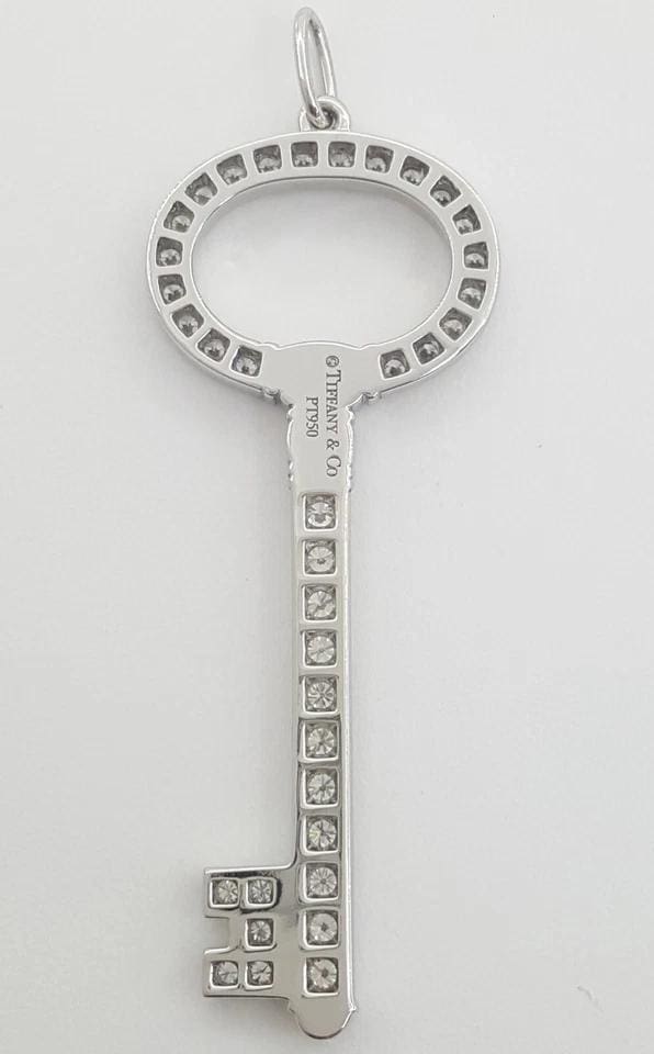 Tiffany & Co. Keys Oval Top Diamond Key Pendant Platinum 0.58 ct 1.5" Retail 7K
