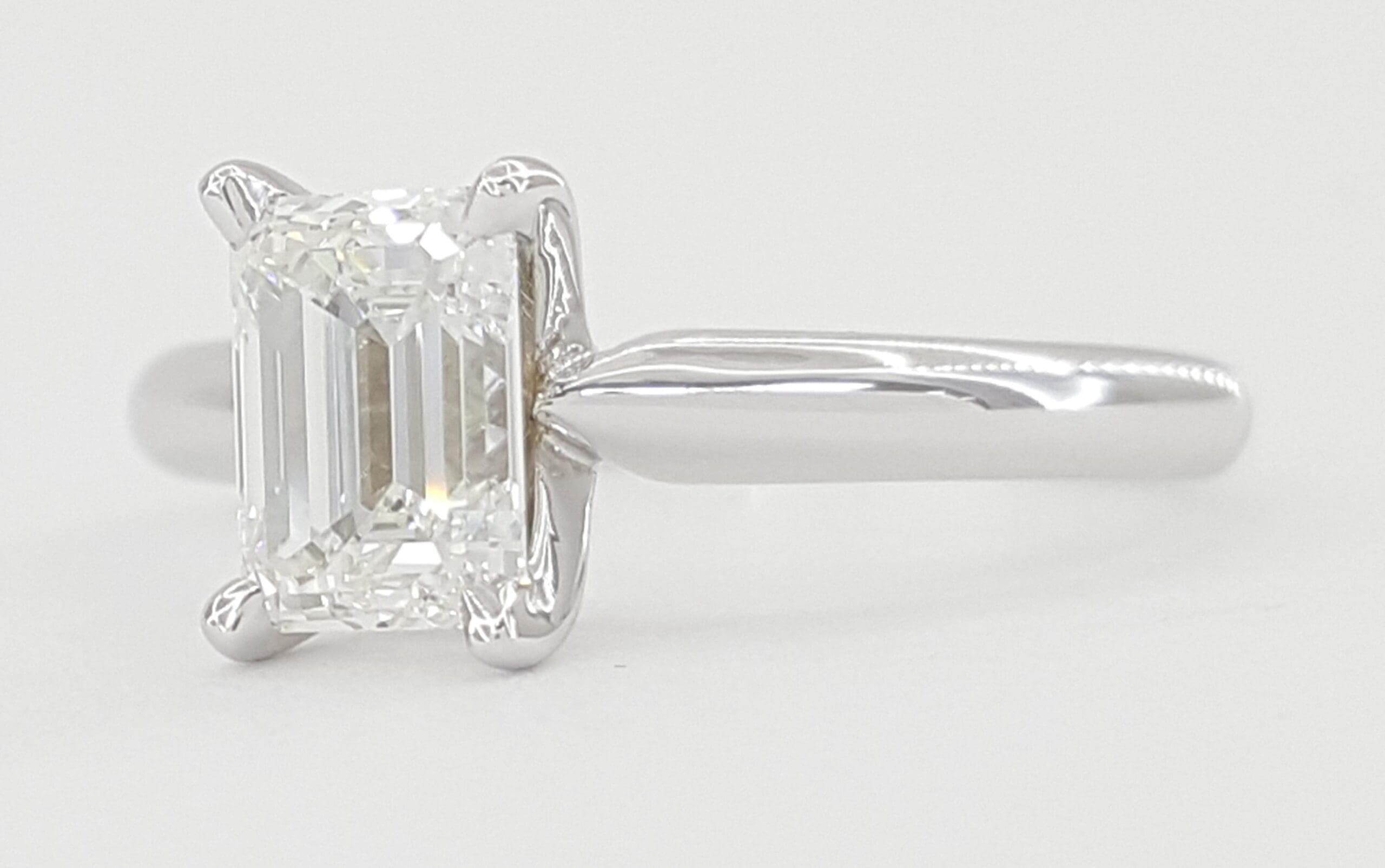 Emerald Cut Diamond Solitaire Engagement Ring 14K White Gold 0.9 ct GIA G/SI1