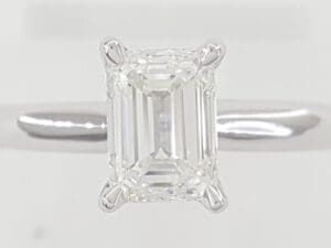 Emerald Cut Diamond Solitaire Engagement Ring 14K White Gold 0.9 ct GIA G/SI1