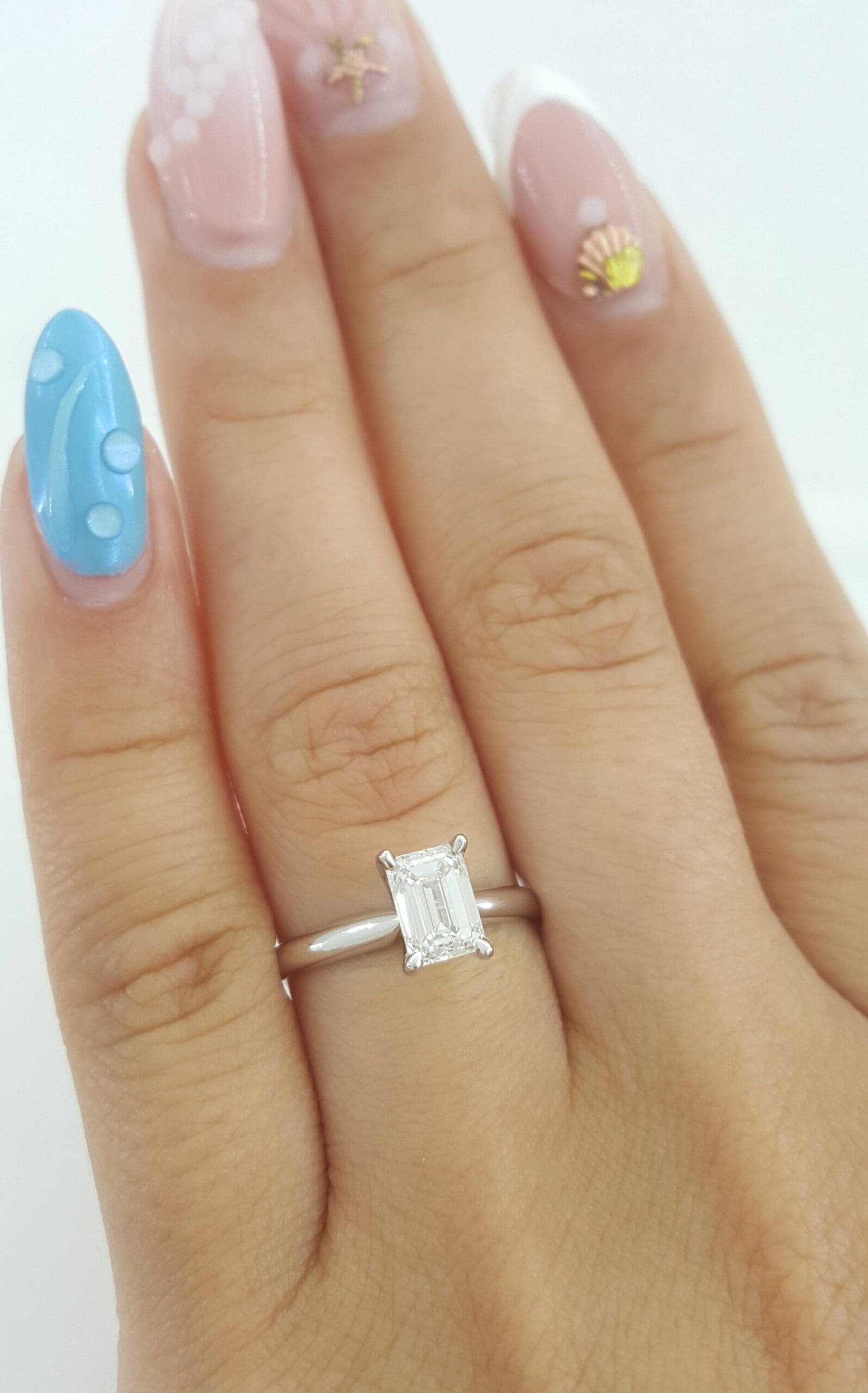 Emerald Cut Diamond Solitaire Engagement Ring 14K White Gold 0.9 ct GIA G/SI1