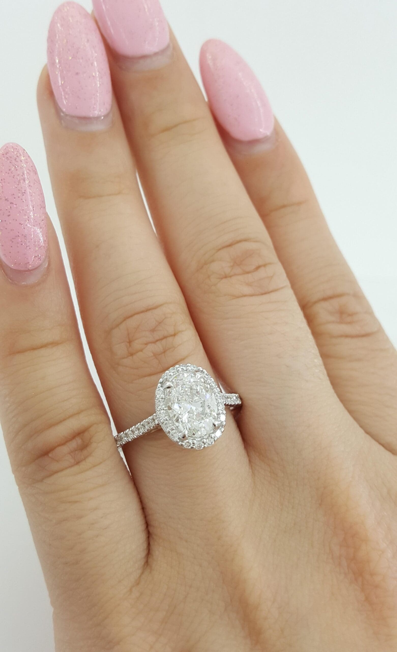 TACORI Petite Crescent Oval Halo Diamond Engagement Ring 1.88 ct 18k White Gold