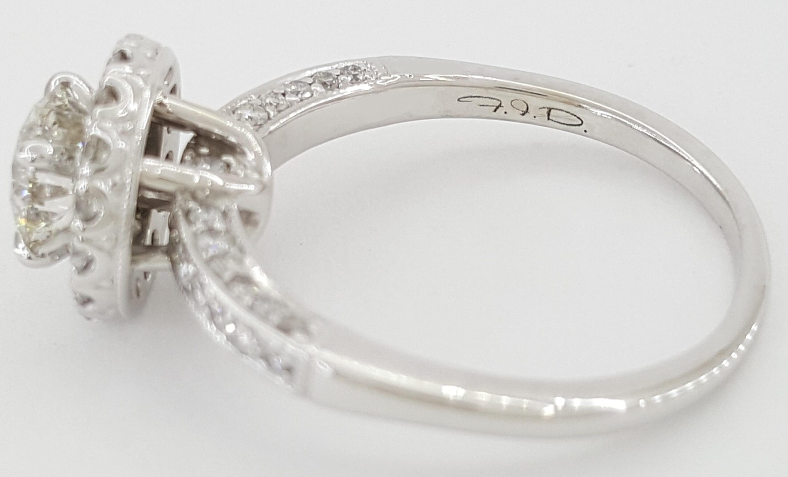 Natural Round Diamond Halo Engagement Ring 1.5 ct 18k White Gold GIA Retail $8K