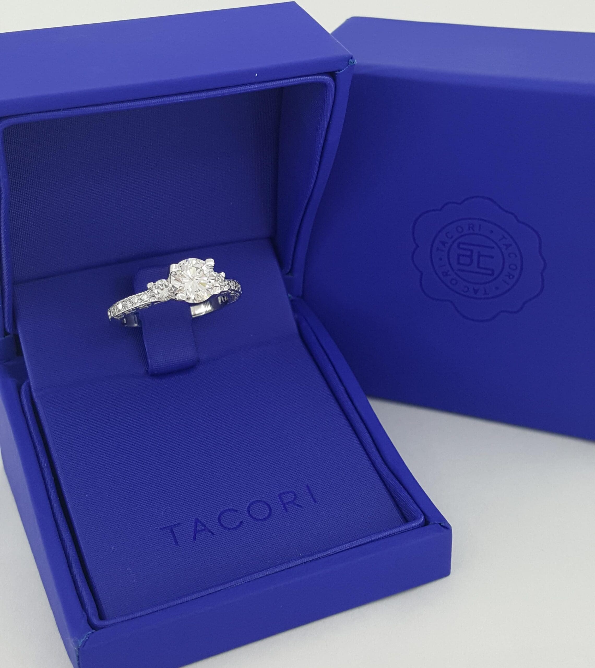 Tacori Round Diamond Three-Stone Engagement Ring 1.57 ct Platinum Rtl $18,990