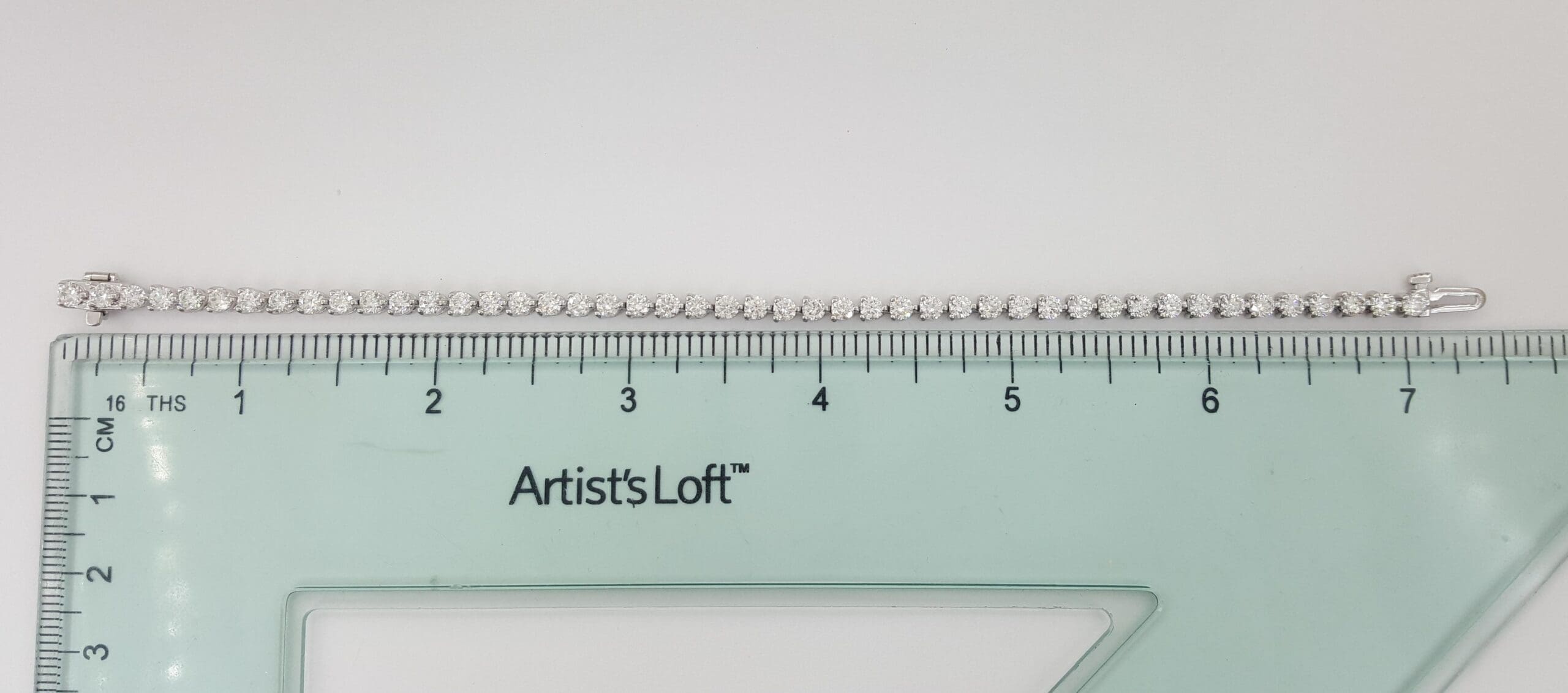 Neil Lane Round Diamond Straight Line Tennis Bracelet 5 ct 14K White Gold 7"