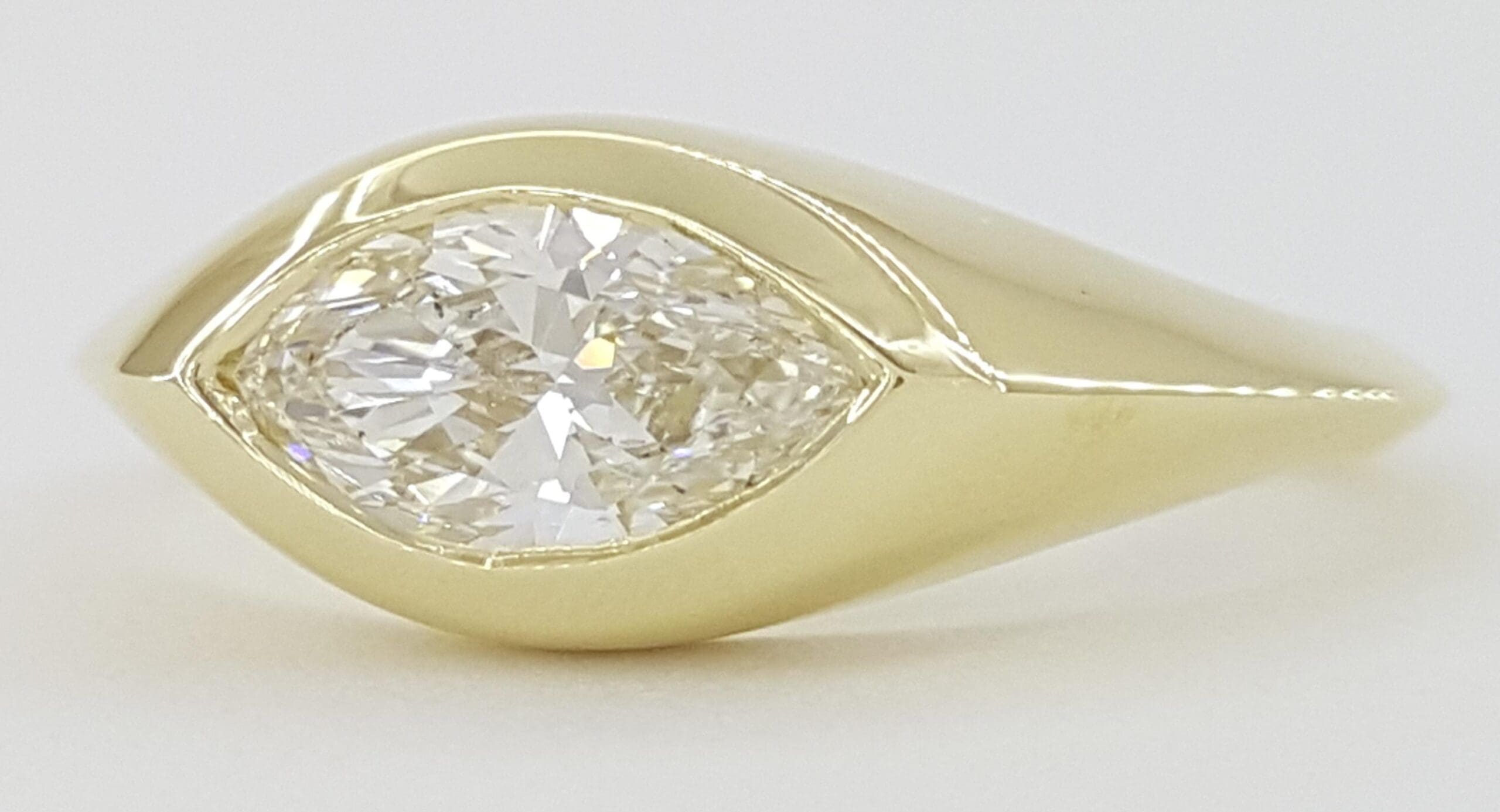 Marquise Evil Eye Diamond Ring Bezel Set 0.71 ct 18k Yellow Gold Retail $3,995