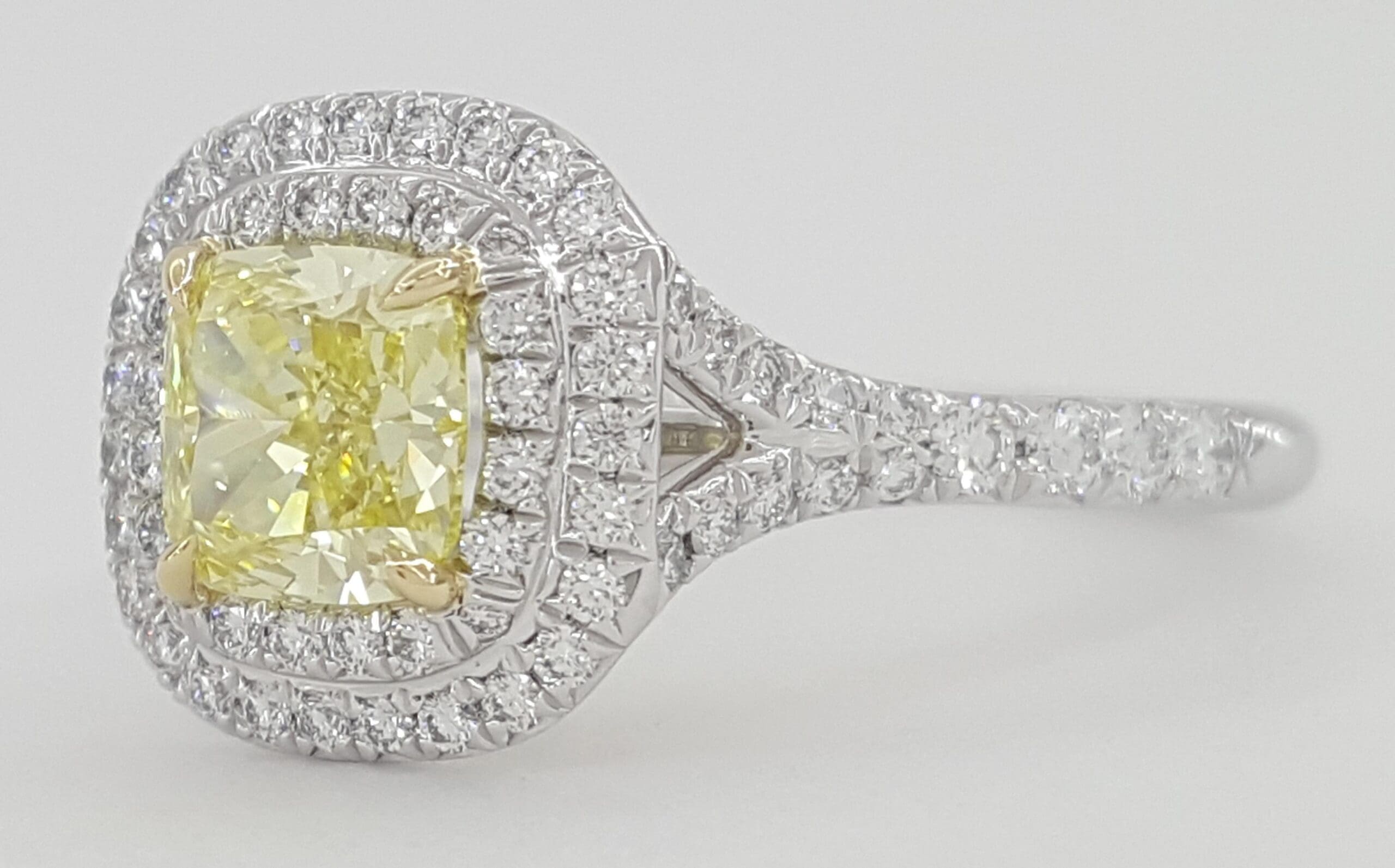 Tiffany & Co Soleste Cushion Fancy Intence Yellow Diamond Engagement Ring 1.24ct
