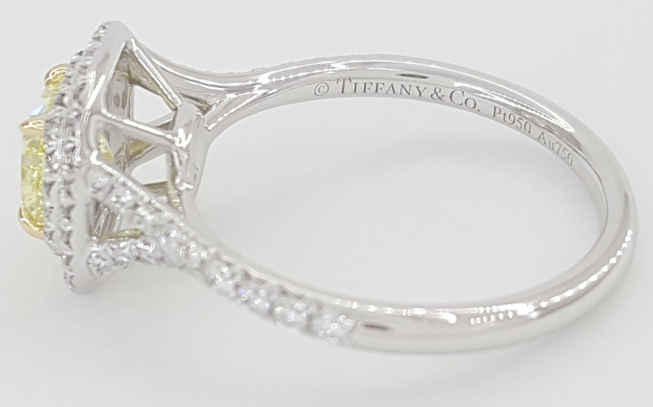Tiffany & Co Soleste Cushion Fancy Intence Yellow Diamond Engagement Ring 1.24ct