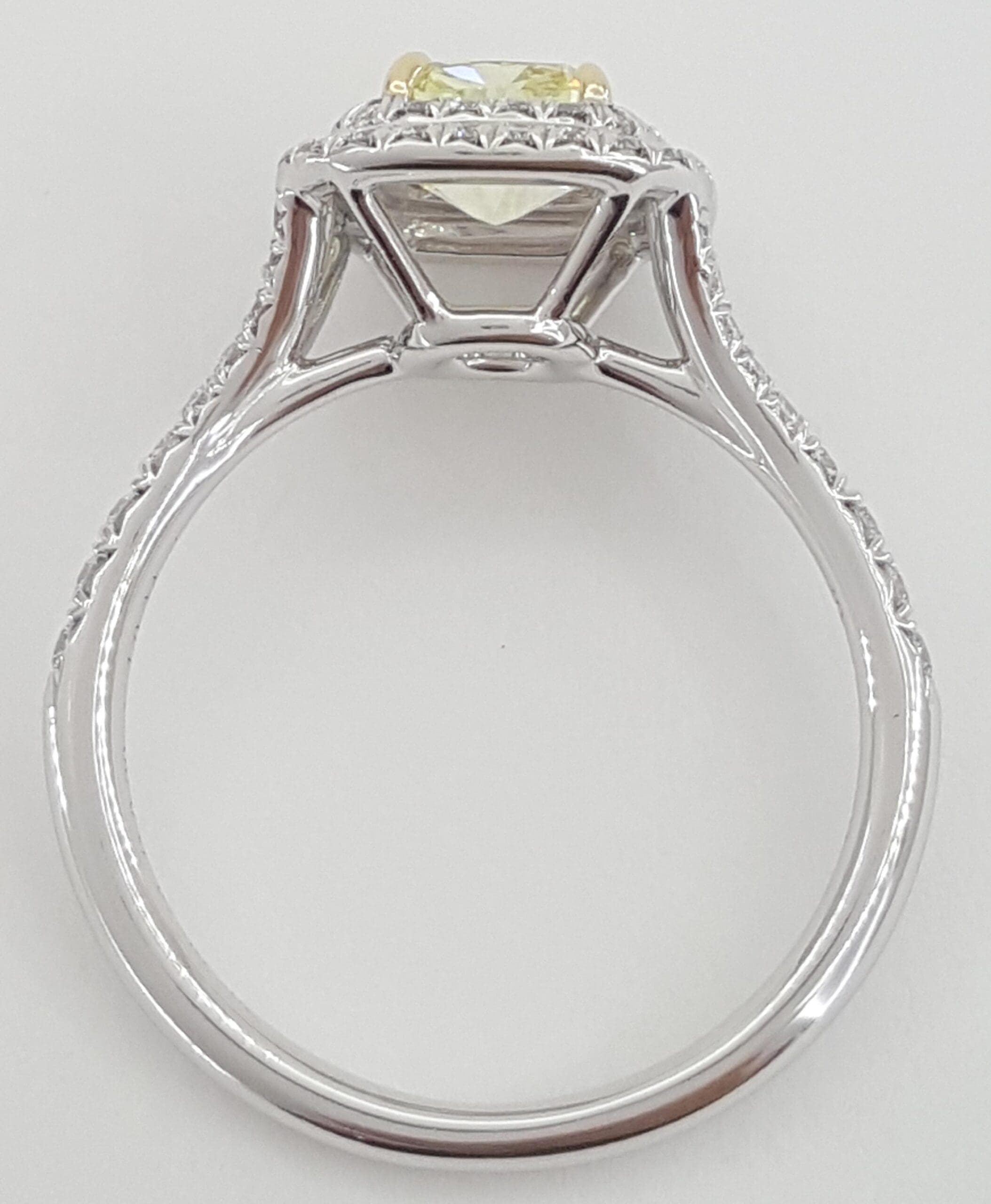 Tiffany & Co Soleste Cushion Fancy Intence Yellow Diamond Engagement Ring 1.24ct