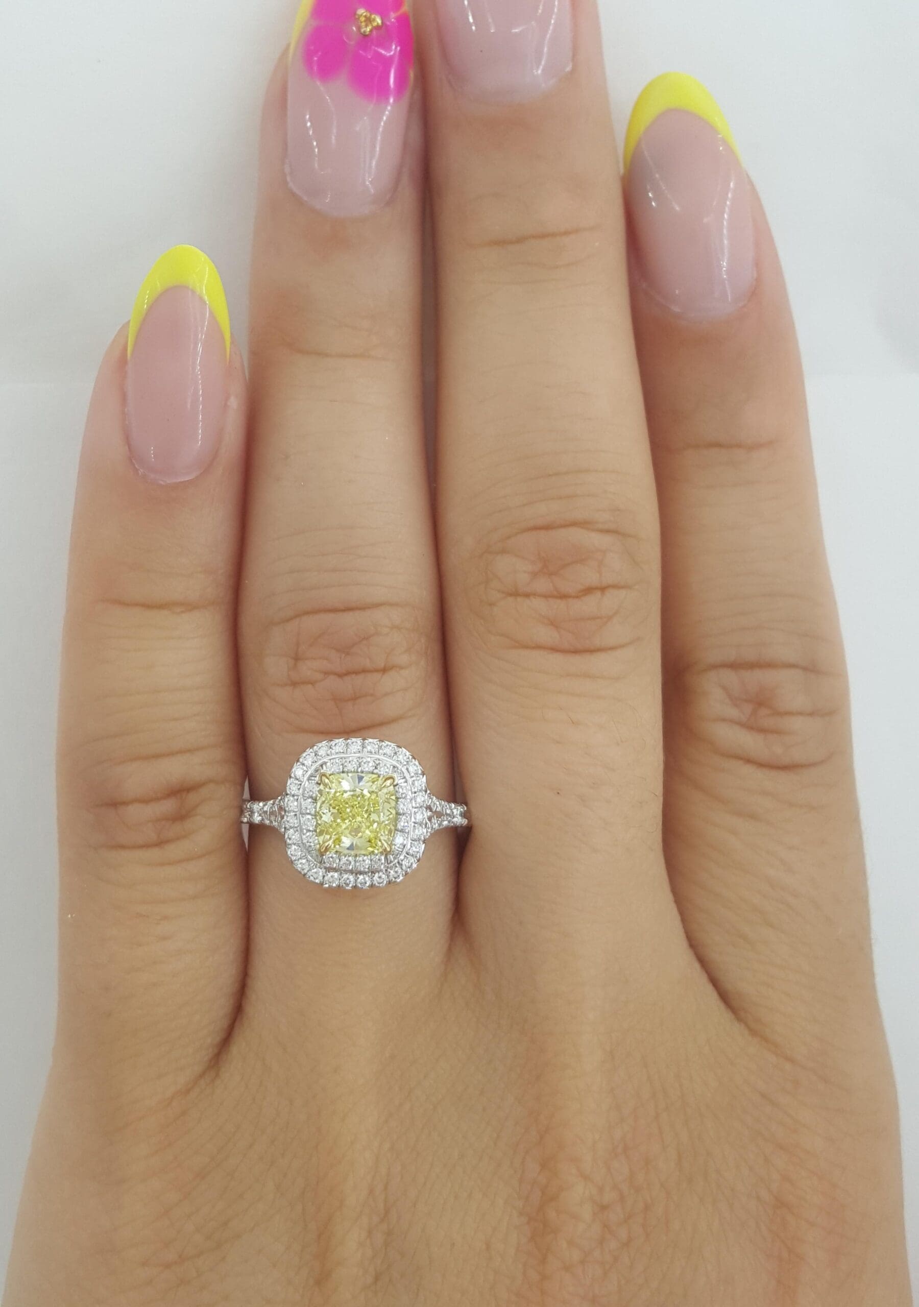 Tiffany & Co Soleste Cushion Fancy Intence Yellow Diamond Engagement Ring 1.24ct