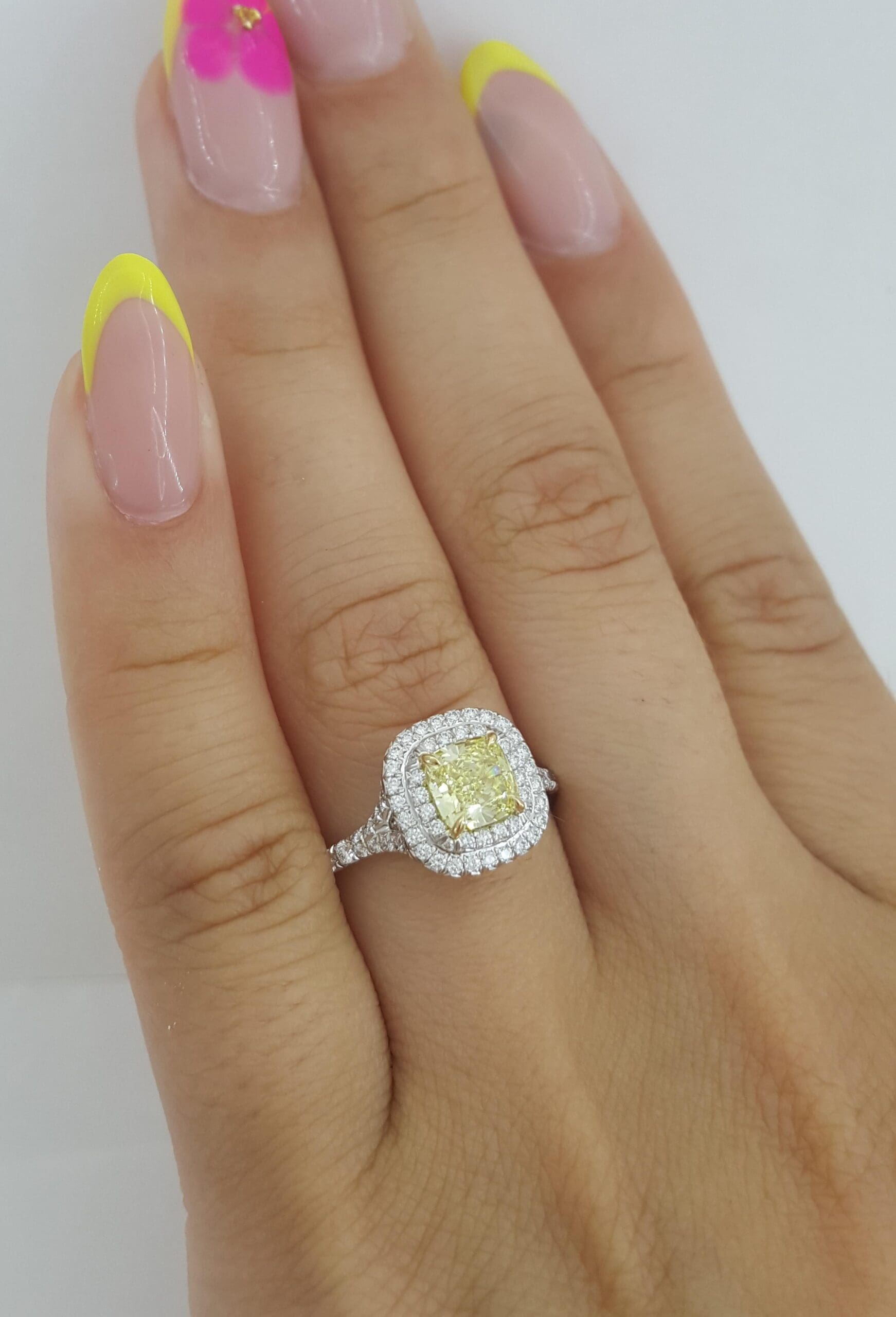 Tiffany & Co Soleste Cushion Fancy Intence Yellow Diamond Engagement Ring 1.24ct