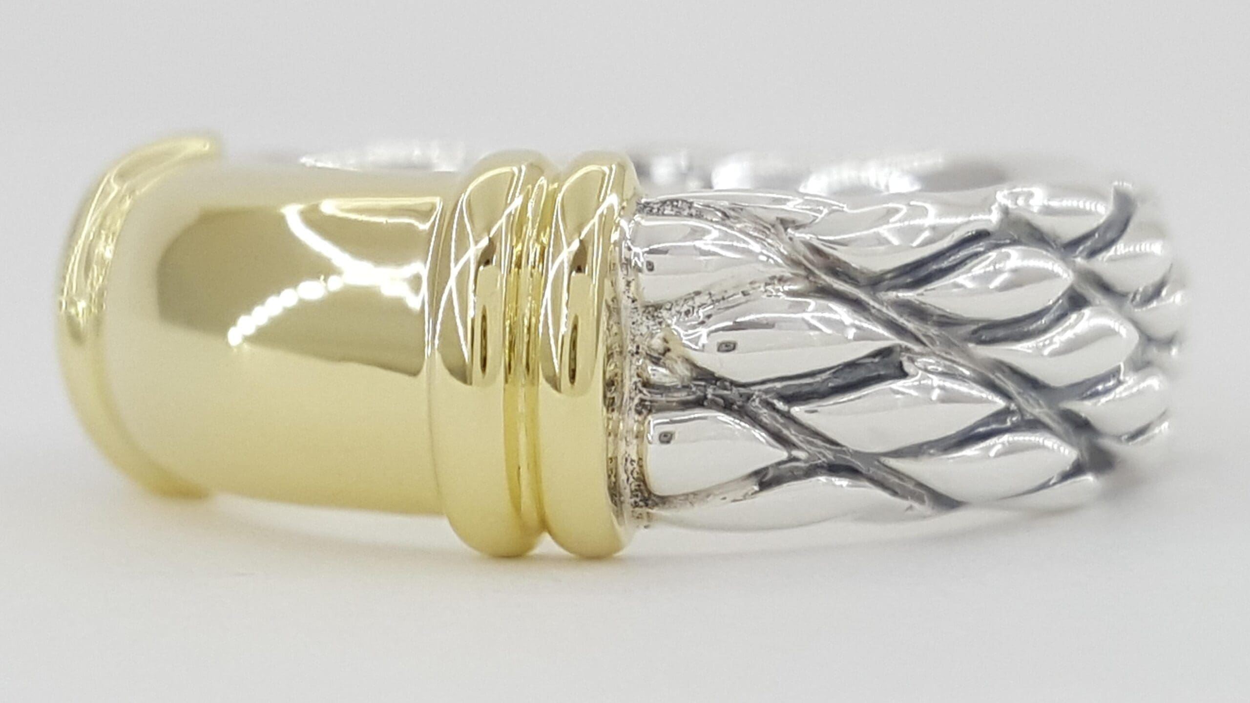 David Yurman Cable Band Ring 18K Yellow Gold & Sterling Silver 8 mm