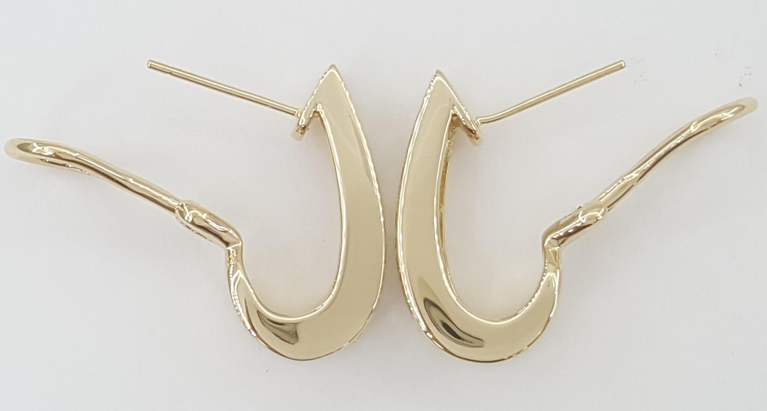 Round Diamond J Hoop Omega Earrings 1.7 ct 14K Yellow Gold 8 Grams