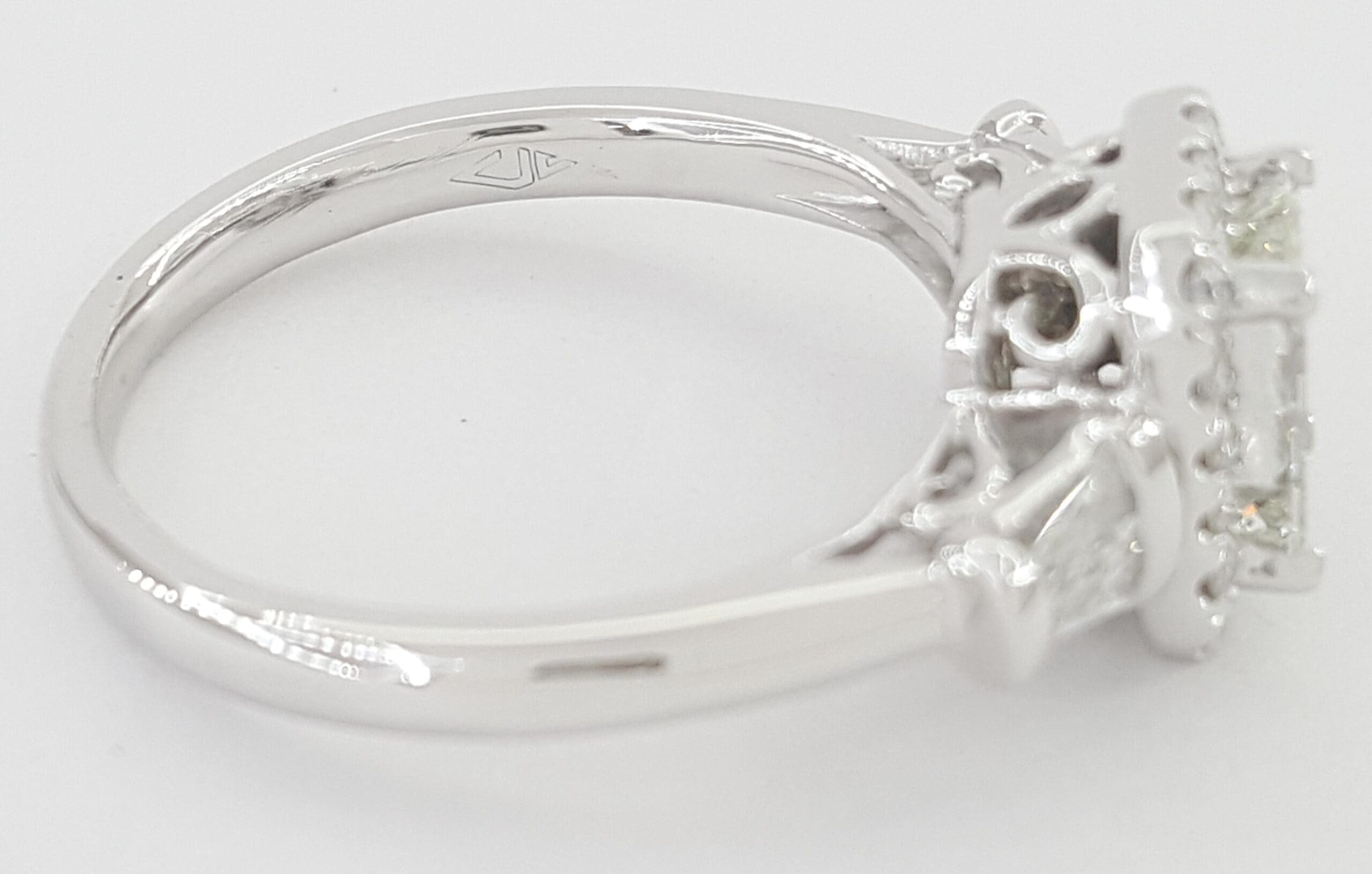 Emerald Cut Diamond Halo Engagement Ring 1.08 ct Platinum